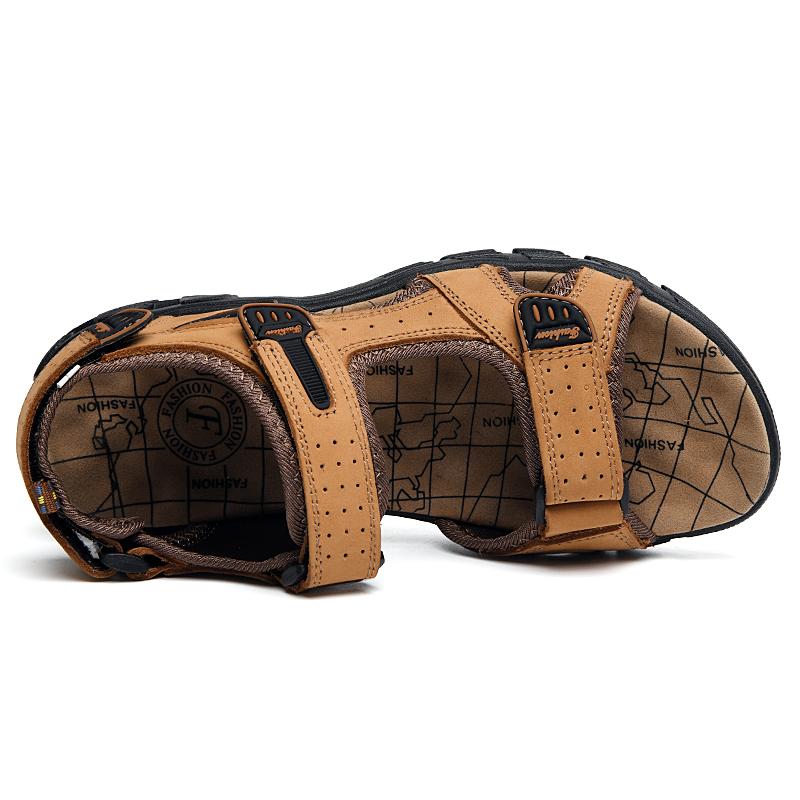 Herrensandalen Schwarze Gladiatorsandalen aus Leder für den Sommer im Freien Römersandalen für Männer Strandschuhe Übergröße