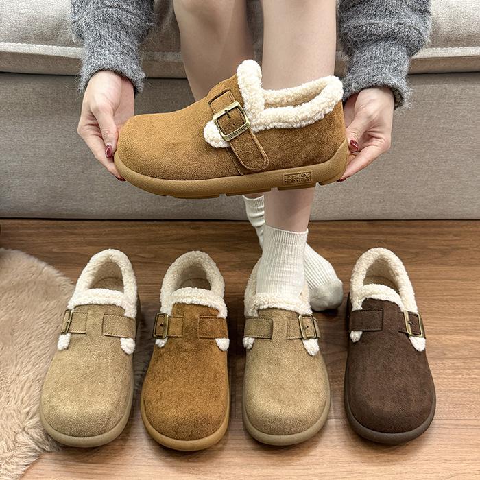 Fleece platform cotton shoes, new Korean version of versatile fashion Boken Doudou shoes in autumn 2025, fleece warm cotton shoes