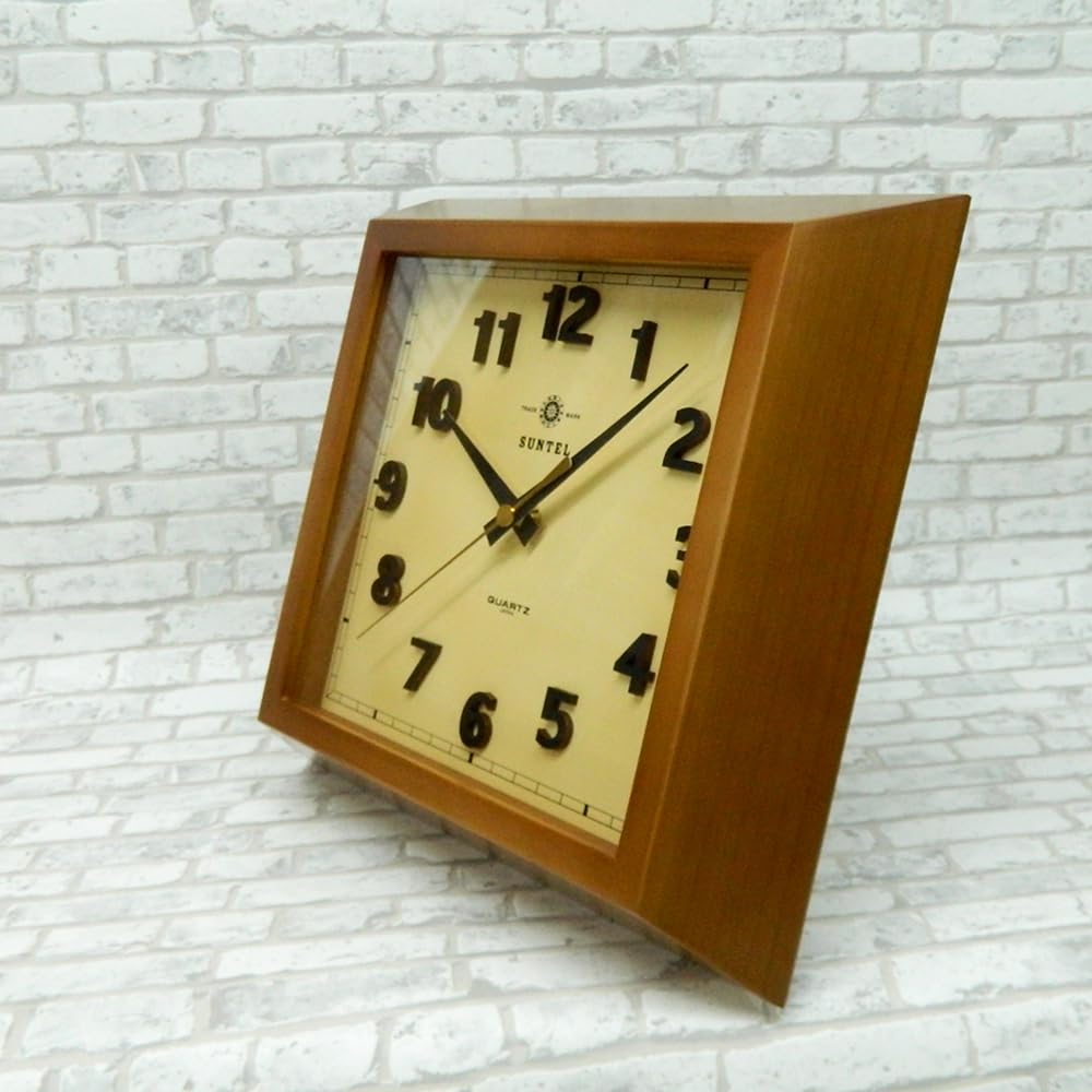 Santeru Square Wall Made in Clock, Brown, Japan, QL696-BR