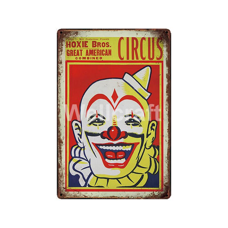 [ WellCraft ] Circus Lion Elephant Tiger Clown Horse Metal Sign Vintage Painting Decor  LT-1899