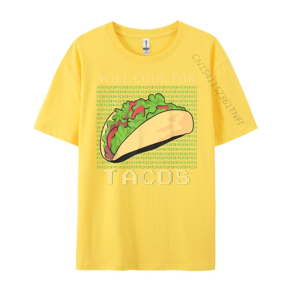 Will Code For Tacos Software Developer Coder Black T Shirt Man Clothes