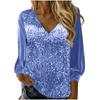 Ladies' Printed Casual And Fashionable Long Sleeved V-neck Top