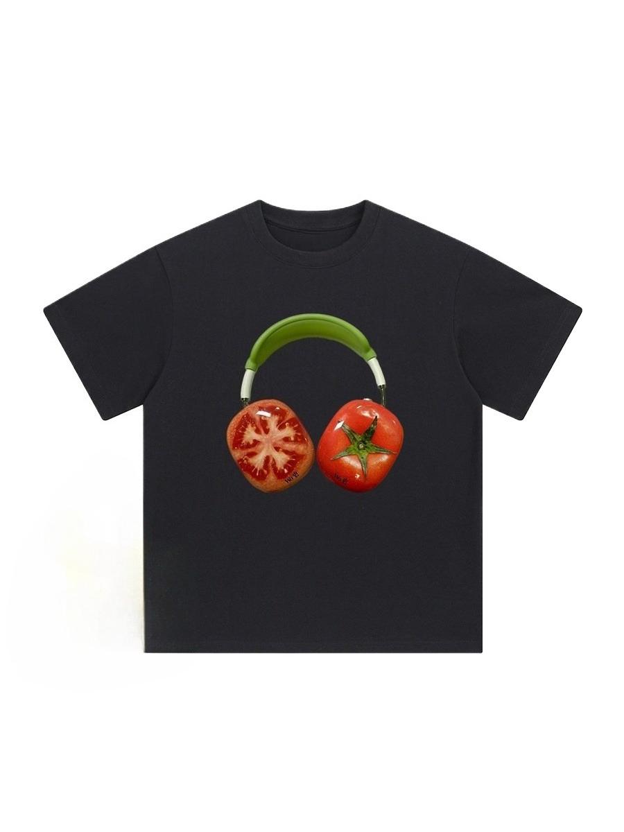 

2026 SpringSummer Drew Americanstyle Tomato Headphones Go Well with Pure Cotton Tshirts Featuring An Instagram Style S
