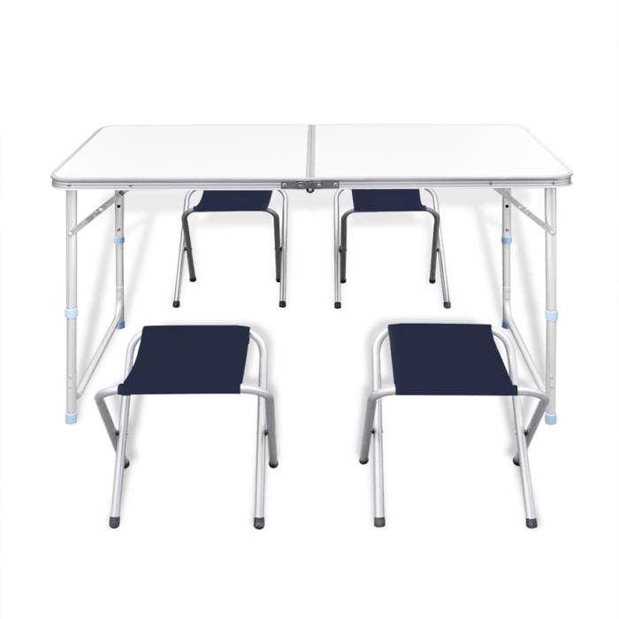 VidaXL Ensemble de Table Pliable de Camping et 4 Tabourets, Meuble à Manger, Mobilier de Jardin Cuisine Patio Pique-nique 41328