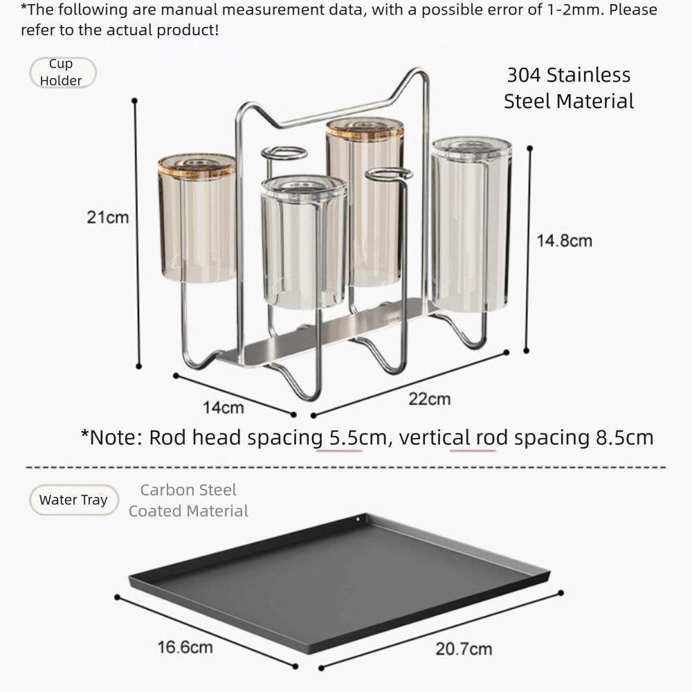 304 Stainless Steel Cup Drying Rack Stand Rabbit Ear Handle 6 Cups Capacity Drainer Holder Rust Proof Mug Drying Rack