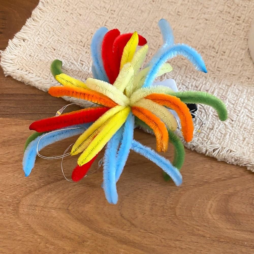 Twist Bar LED Glow Hairpin Photographic Headwear Light Up New Year Hairpin Flocking Colorful New Year Headdress