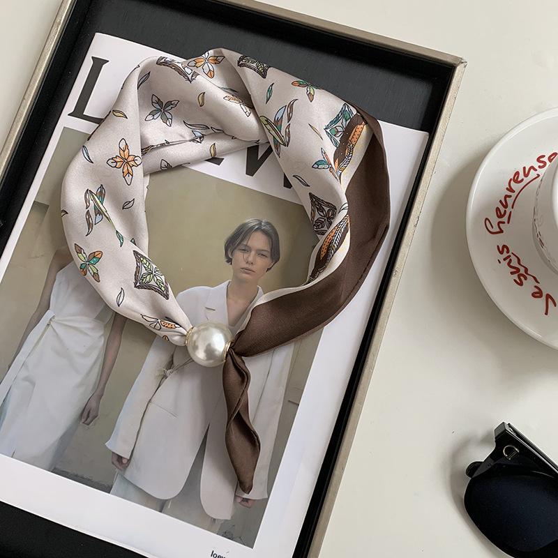 Elegantes Perlen-Schwanz-Magnetverschluss-Schal Einfache Mode Vielseitige Damen Frauen Seidenschal Künstlerische Accessoires Nackenwickel Schals