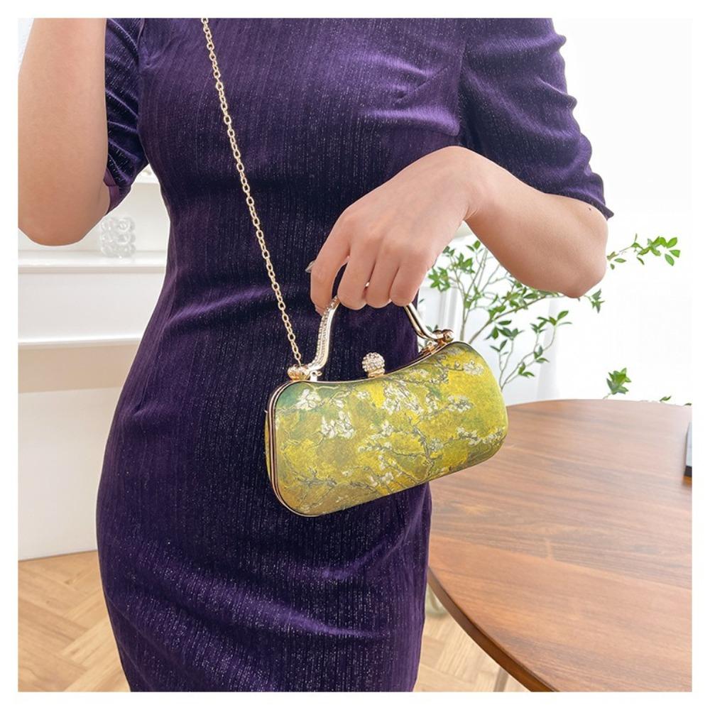 Popular Chinese Style Banquet Bag Embroidery High Capacity Shoulder Bag Trendy Pearl Handle Cosmetic Bag Women