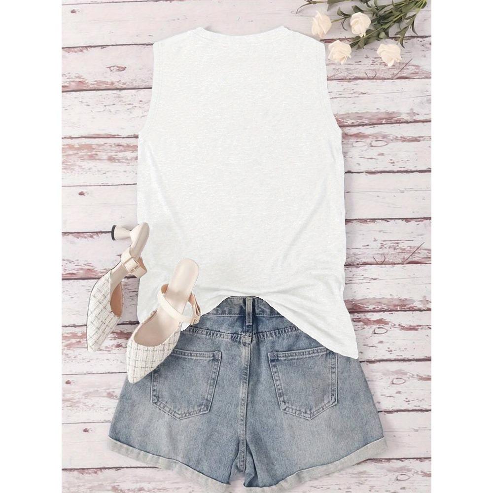 Round Neck Summer Sleeveless Vest Top, Fashionable and Versatile Top