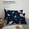 Cartoon Universe Duvet Cover Set 3Pcs With Stars Rocket Space Theme Kids Bedding Size Bed Cover For Boys Galaxy Bed Linen Set