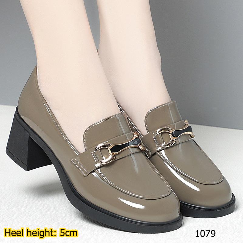 

Women s Loafers, Spring Mid-heel Leather Shoes, Chunky Heel Women s Shoes, Middle-aged Women s Shoes, Deep-cut Single Shoes 40 світло-зелений колір