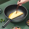 Padella Wok Pietra di Grano Riso Padella a Fondo Piatto Antiaderente Padella Wok Domestica Cucinaware Senza Fumo per Piano a Induzione