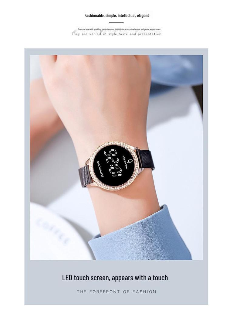 Sanda 8006 Men's Electronic Watch with Single-Point Touch Key and Mesh Band