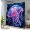 1 Piece Vibrant Jellyfish Shower Curtain-Stunning Sea Life Print pink and Purple Jellyfish Bathroom Decorative Curtain