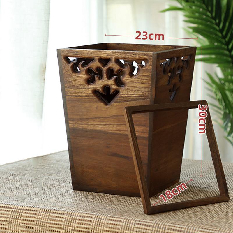 

Творческий мусорный бак из цельного дерева для дома, гостиной с крышкой, корзина для бумаги, ящик для хранения, кухонный мусорный бак, украшение для дома, современный