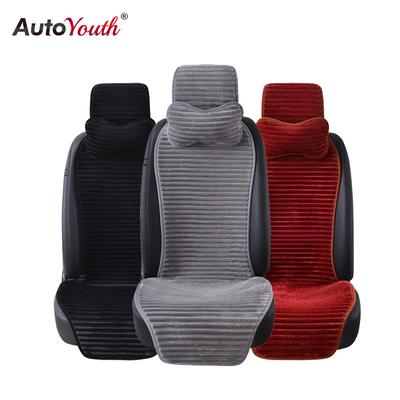 New Winter Nano Velvet Car Seat Cover With Headrest Seat Cushion Protector Gray