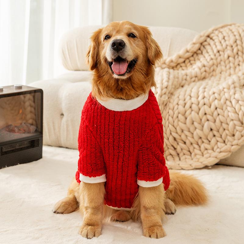 Otoño e Invierno Perro Año Nuevo Perro Grande Polar Perro Mediano y Grande Golden Retriever Samoyedo Cálido Suéter de Dos Piernas Ropa para Mascotas