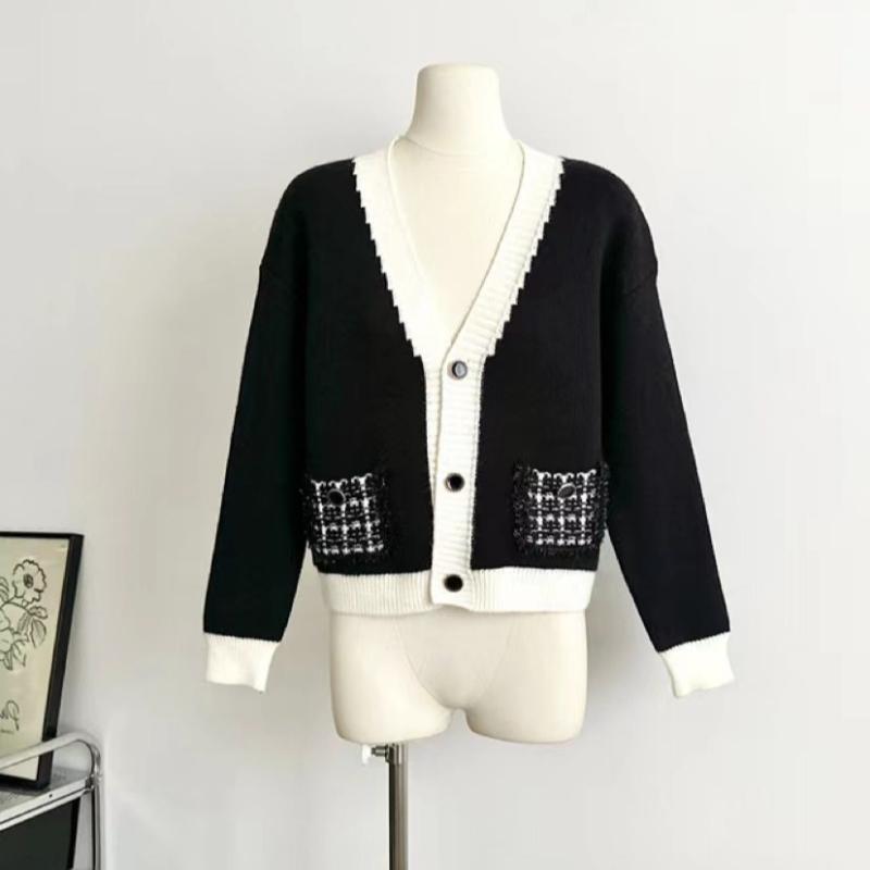 Herbst und Winter Langarm Lässiger Cardigan Pullover Damen Jacke Mode V-Ausschnitt Elegant Gestrickte Cardigans Damen Slim Fit Vintage Damen Strickwaren 24793