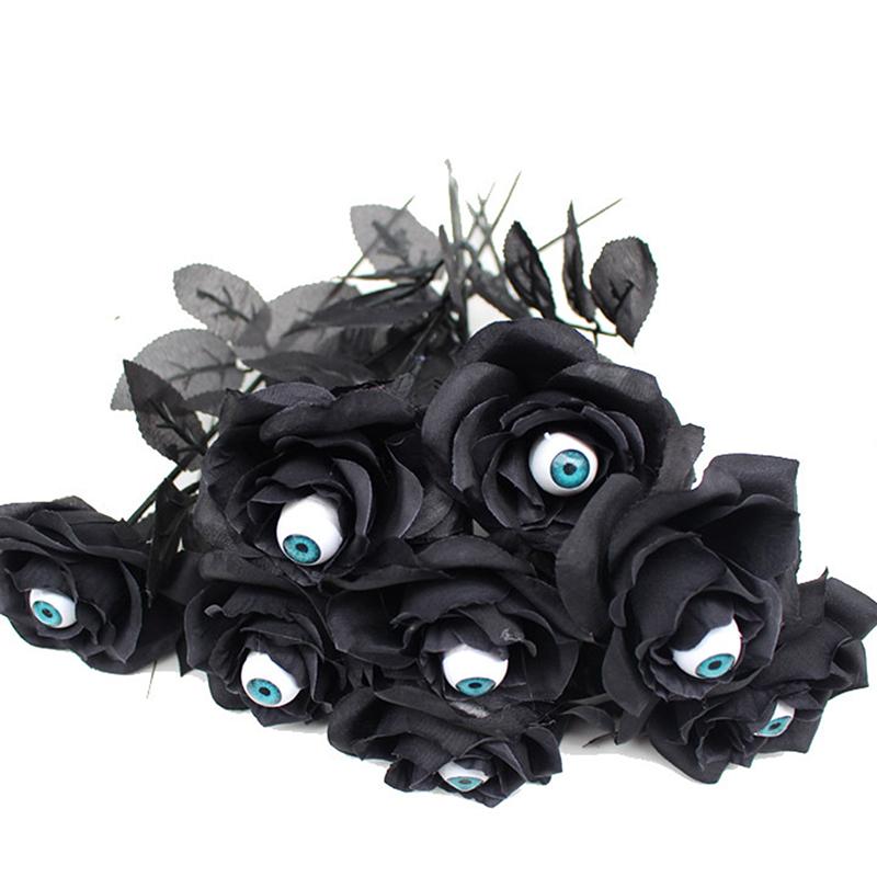 Flower Rose Artificial Flower With Eyeball Halloween Ghost Black Fake Flower