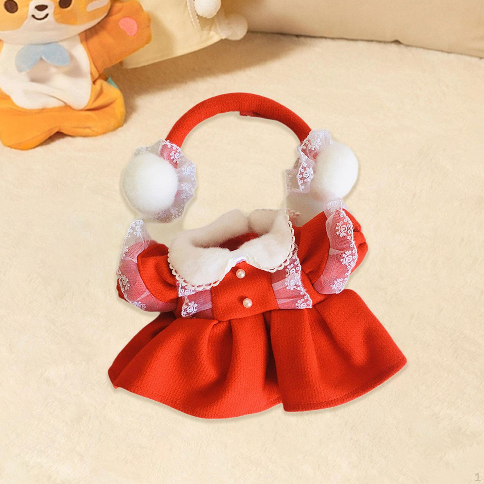 

38 см Кукольная Одежда DIY Стильный Фото Реквизит Одежда Аксессуары Замена Платья red and Earmuffs