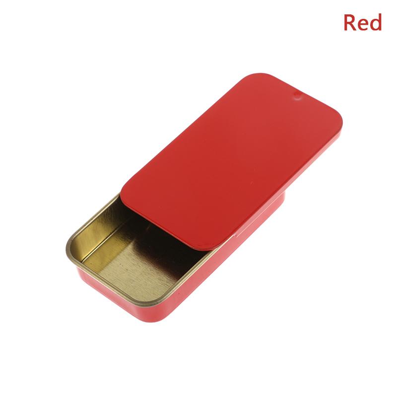 

Мини-жестяная коробка с выдвижной крышкой, прямоугольная, пустая, для хранения, для ювелирных изделий, таблеток, портативный контейнер-органайзер красный