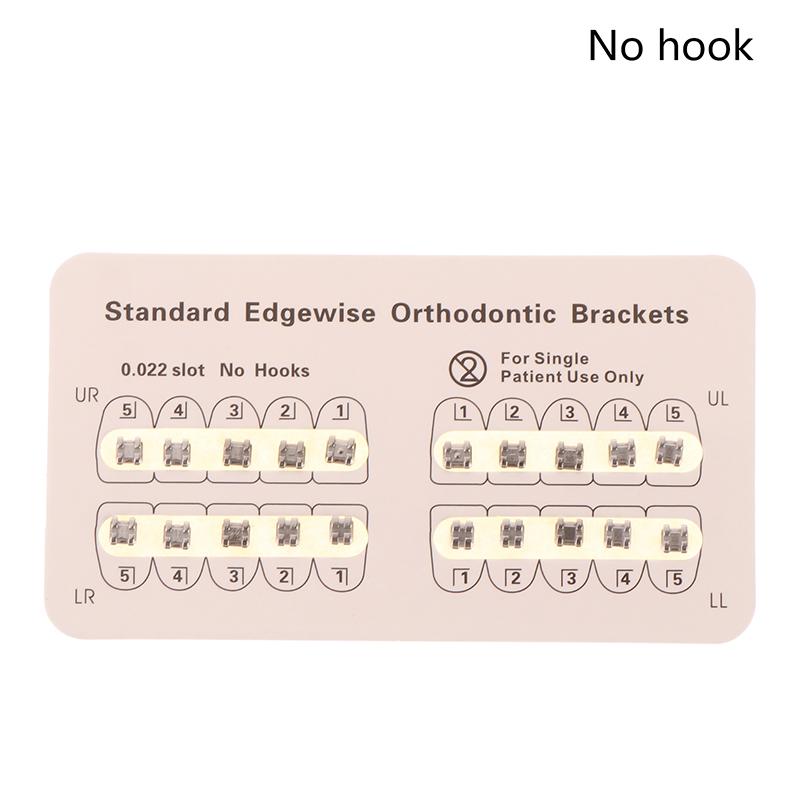 

20 шт./уп. Стоматологические брекеты Ортодонтические брекеты Плюс Металлические Мини Стандартные Сетчатое основание Roth/Mbt 0.022/0.018 Крючки 3-4-5