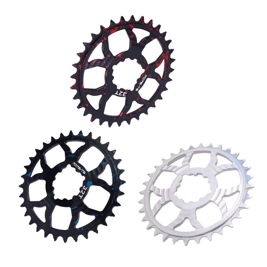 Bike Chainring 32T Round Chainwheel Hollow Aluminium Alloy Single Chain Ring Positive and Negative T