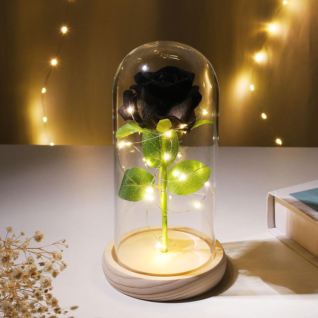 Eternal Rose Night Light: Glass Dome Gift for Christmas, Valentine's Day, or Qixi Festival