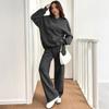Women two piece loungewear set long sleeve hooded sweatshirt and wide leg drawstring pants casual matching tracksuit outfit