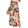 Women's Printed Wide Leg Pants With Pockets High Waist Drawstring Loose Casual Pants