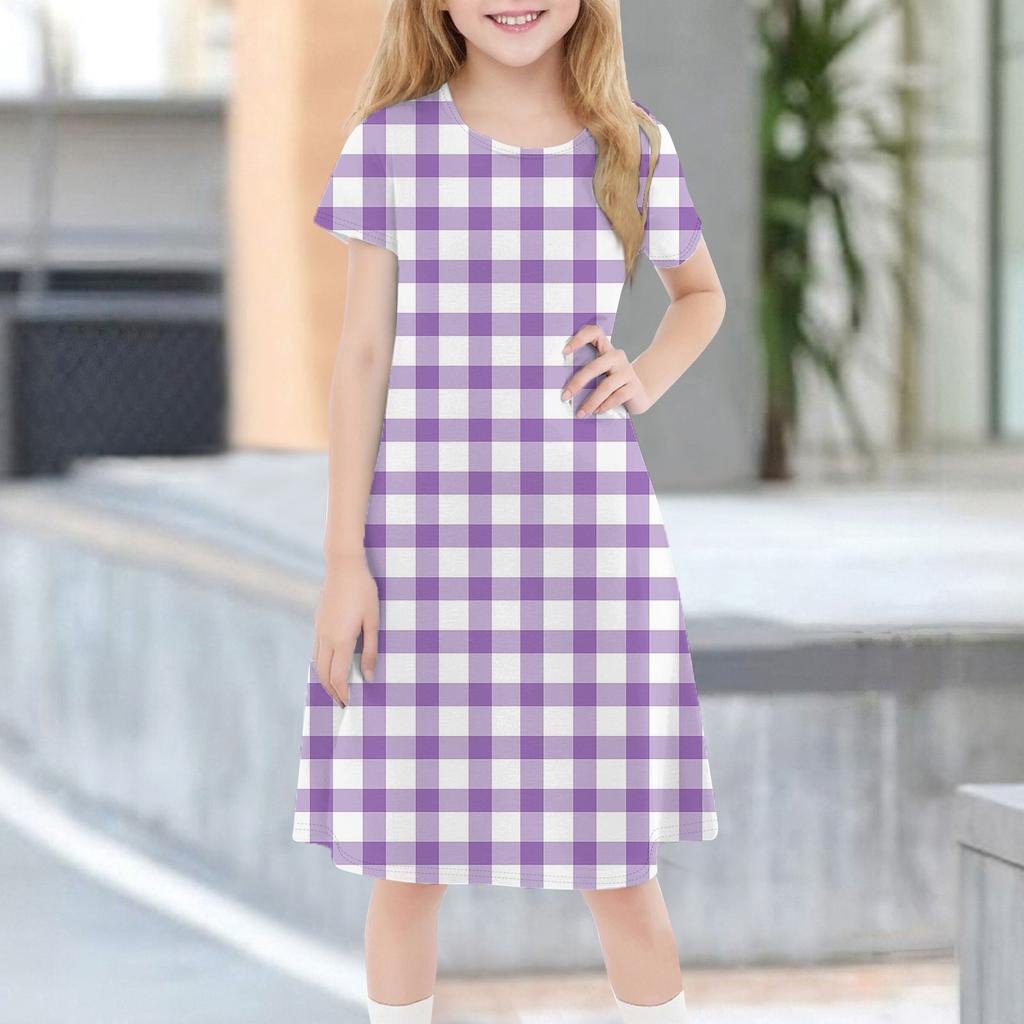Children's Summer Short-sleeved Casual Fashion Round Neck Dress