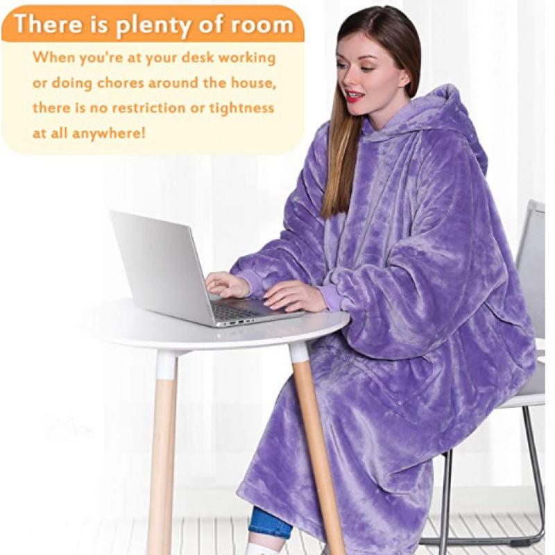 Women's Oversized Flannel Hooded Sweater: Thick, Warm, Long-Sleeve, European/American Autumn-Winter Style