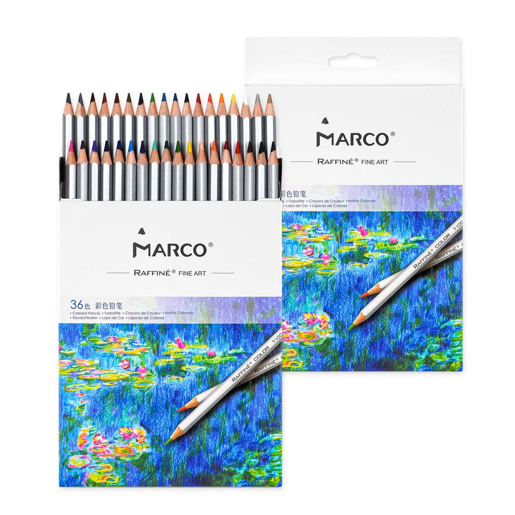 Marco Colored Pencils, 36-Color Set, Hexagonal Shaft, Oil-Based Colored Pencils, Colored Pencils, Beginners, Colored Pencils, Wooden Colored Pencils,
