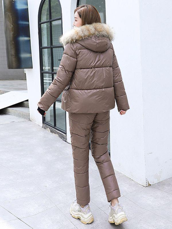 2023 Women's Winter Korean Style Down Cotton Two-Piece Set: Thickened Jacket & Outerwear