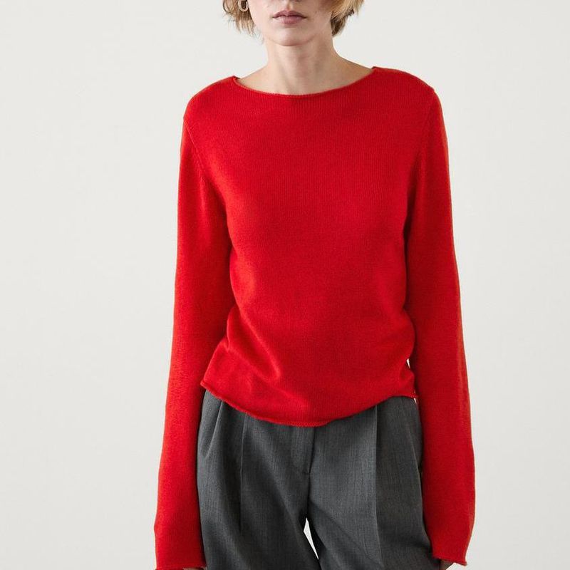 MD Fall and Winter New Women's Clothing Fashion Wind Casual Red Soft Glutinous Long Sleeves Sweater Base Knitwear 5714622