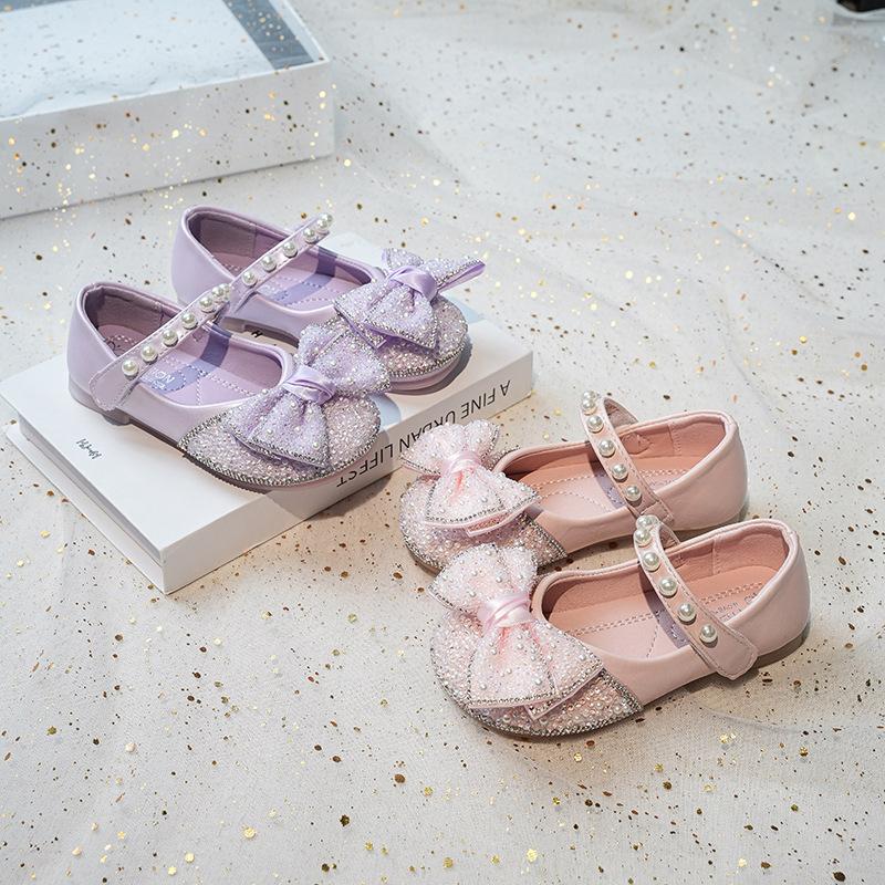 Girls princess shoes 2025 new beautiful women's treasure crystal shoes with dress girls leather shoes Elsa children's shoes autumn