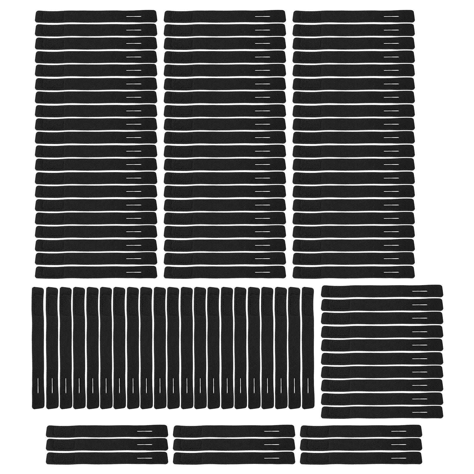 100Pcs Fishing Rod Tie Strap Pole Fixing Band Rod Elastic Wrap Holder Hook and Loop Design Black