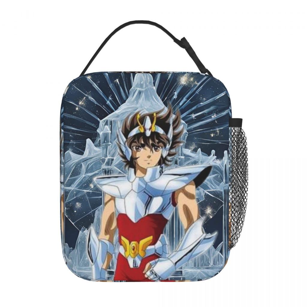 Anime Knights Of The Zodiac Seiya Insulated Lunch Bag for Kids School Cooler Thermal Food Box Tote Lunch Boxes Container