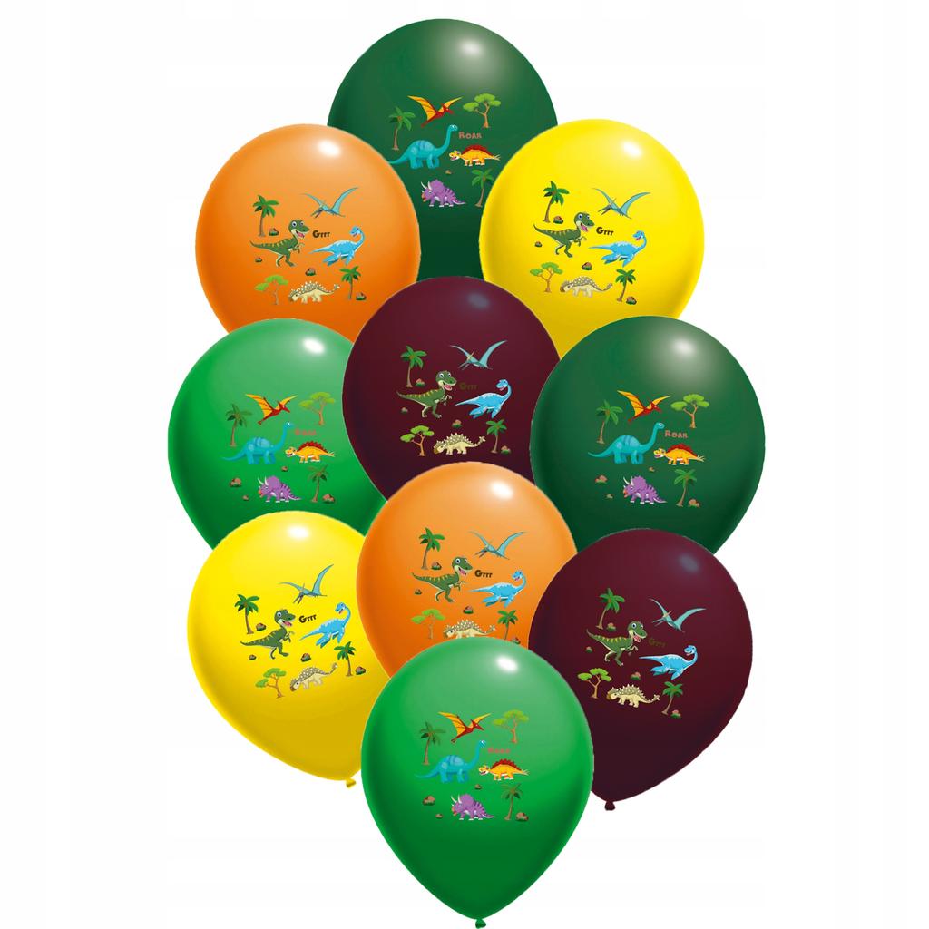 Balony Pastelowe Nadruk Dino 14 Cali 10 Szt.