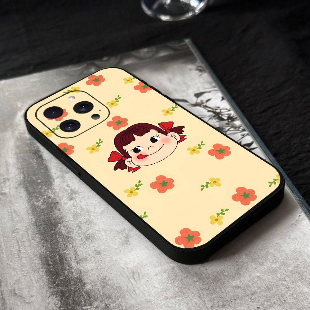 Fujiya Milky Peko-Chan Phone Case Black Silicone Soft Shell For IPhone 17 16 15 14 13 12 11 Air Pro Max Plus Hot Sale