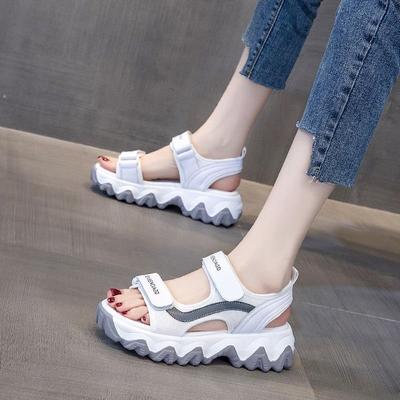 Damen-Walking-Sport-Sport-Sandalen mit offenem Zehenbereich, bequem, lässig, Outdoor-Wandern, Sommerschuhe, klobige Plateau-Sandalen mit Klettverschluss für Damen