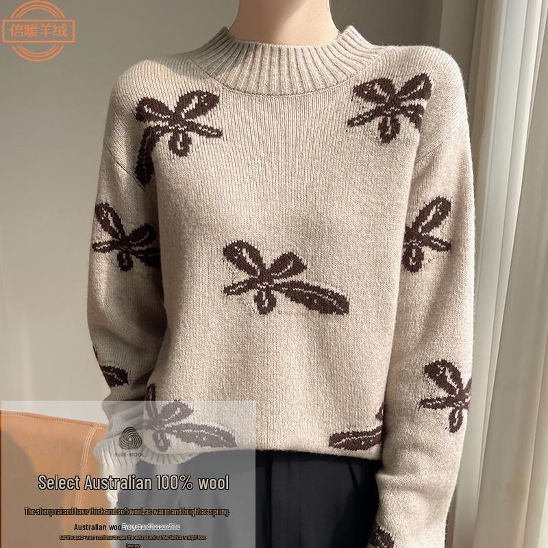 

Women s Retro Wool Semi-High Neck Sweater - Autumn/Winter Collection M
