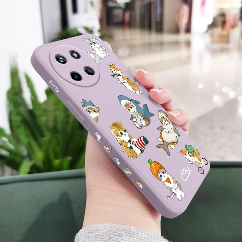 

Greedy Cat Phone Case For OPPO Realme 12 11 10 9 9i 8 8i 7 Pro Plus C35 C21Y C25Y C25 4G 5G Liquid Silicone Cover Realme 12 Plus 5G светло-фиолетовый