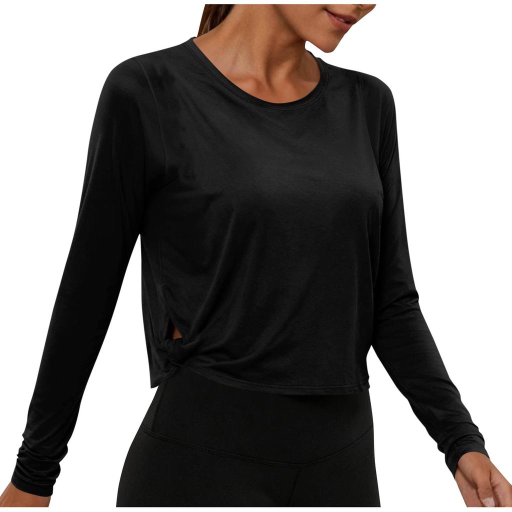 Womens Spring Tops Long Sleeve Crewneck Basic Lightweight Summer Shirts for Women Casual Loose Fit Style Womens Summer Shirts
