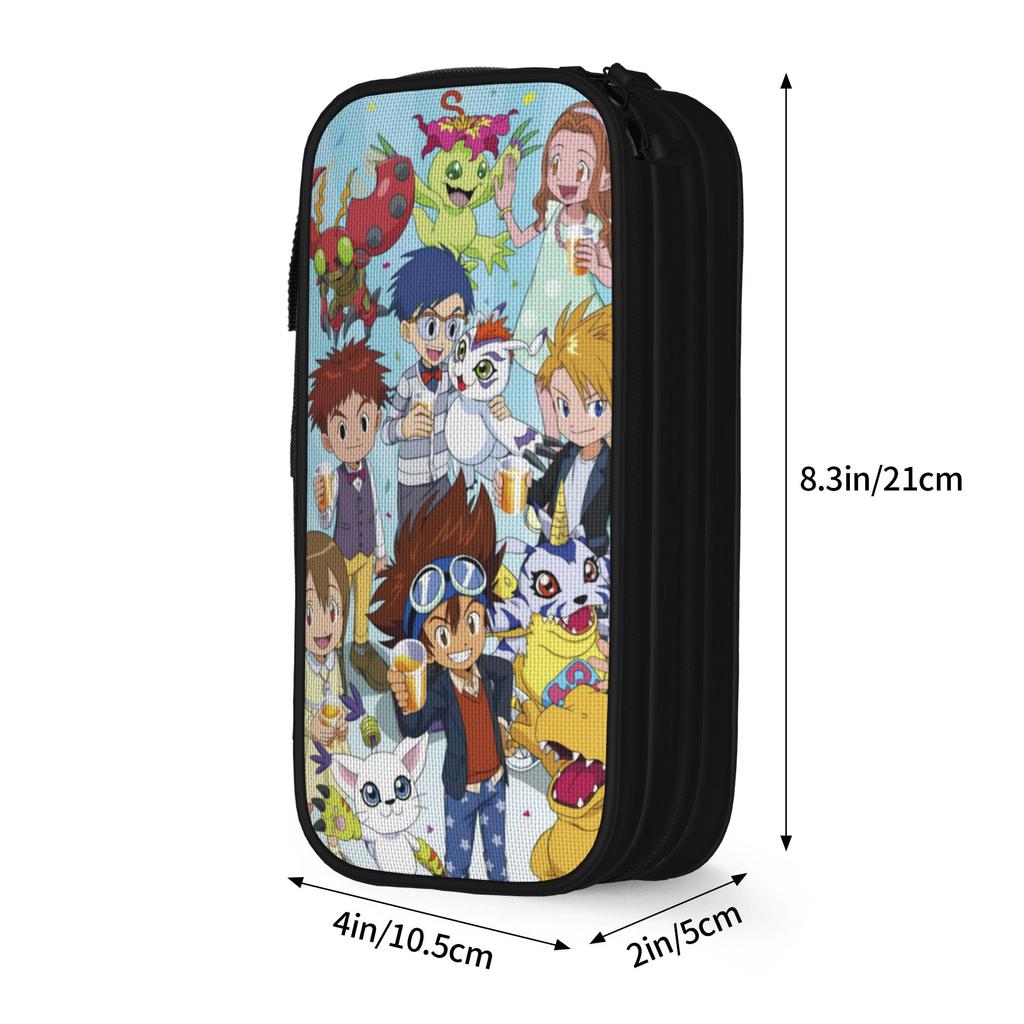 Digimon Anime Pencil Case Fun Tailmon Agumon Pen Holder Bag Girl Boy Large Storage Students School Gift Pencilcases