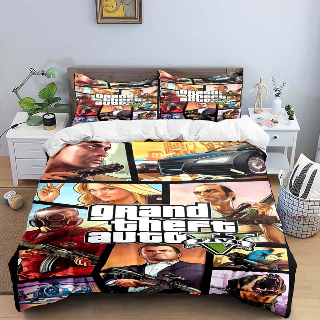 Fashion Classic Exciting Game G-GTA Print Bedding Sets Bed Supplies Set Duvet Cover Bed Comforter Set Bedding Set Luxury Gift