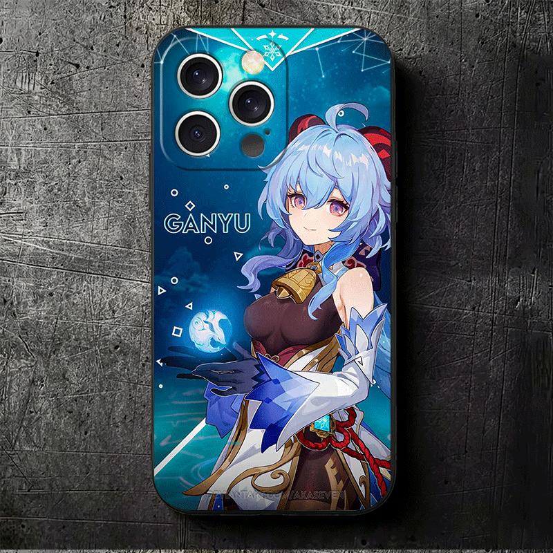 Genshin Impact Ganyu Soft Phone Case for iPhone 16 16E 17 Air 15 Pro Max 14 Plus 13 Mini 11 12 7 Black Cover Back Shell