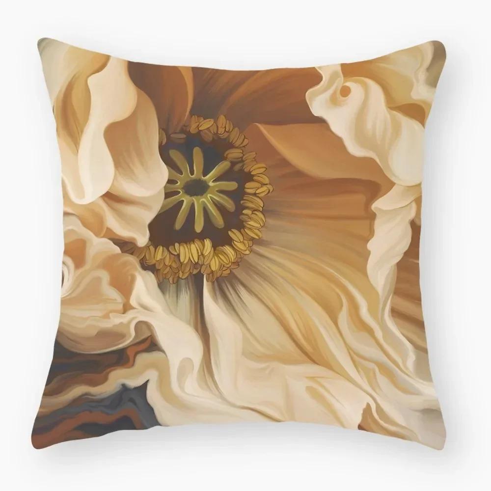 Flower Theme Print Decorative Pillow Cover Car Sofa Square Cushion Pillow Cover