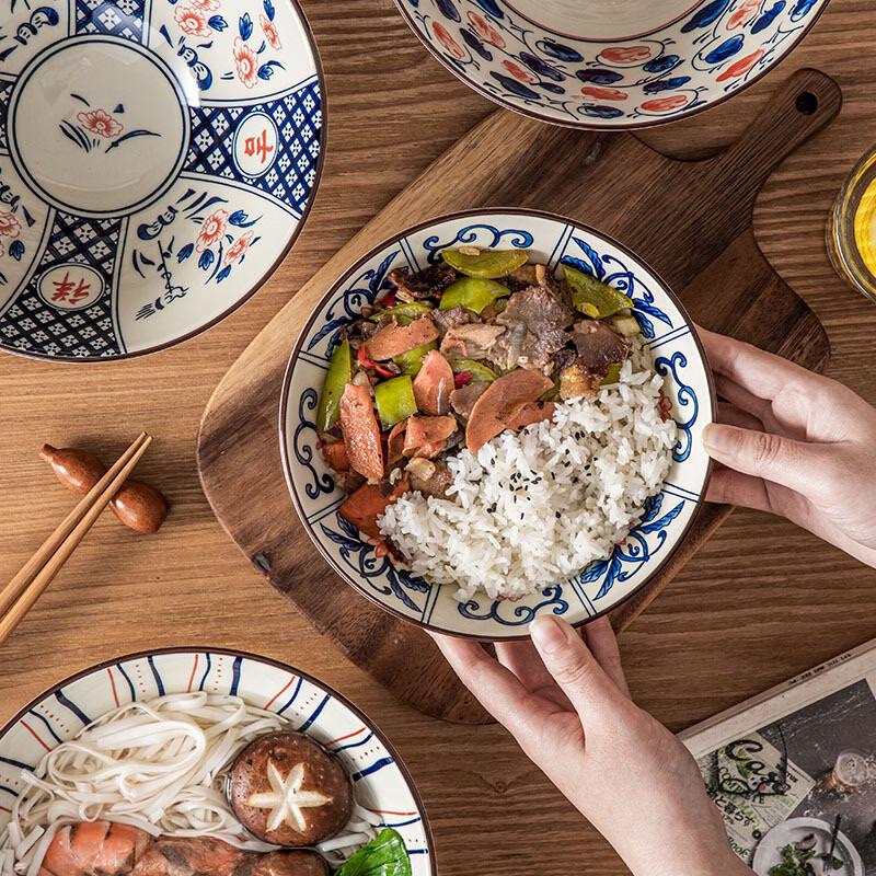 Japanese Underglaze Ceramic Ramen Bowls