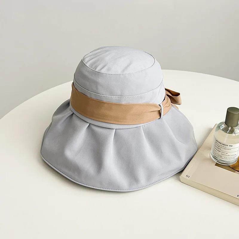 

Женская рыболовная кепка летняя шляпа с широкими полями бант-узел защита от УФ лучей шляпа-козырек с закрытием лица дорожная шляпа от солнца